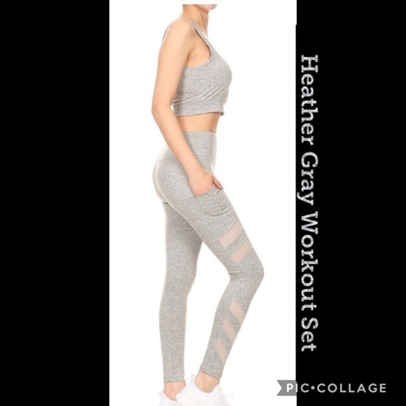 Blu Trends Pants - Heather Gray Top & Bottoms -Workout
